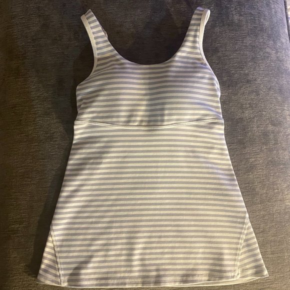 *NOT FOR SALE/SOLD* Lululemon Racerback Tank (Grey/White) Size 4 - Picture 3 of 7